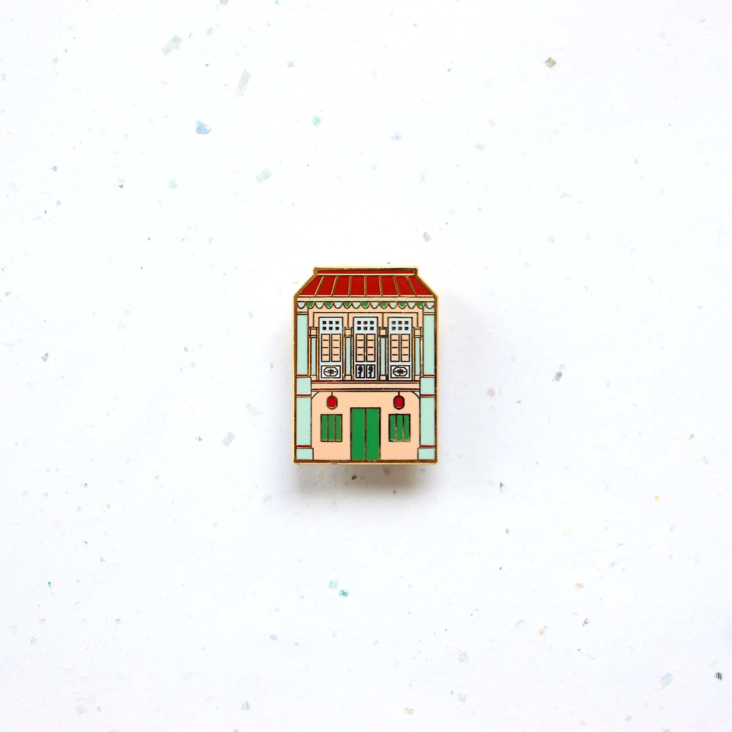 Peranakan Shophouse Brooch In Pink by She Loves Bloom 